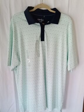 Walter Hagen Mint Green Polo with Navy Collar